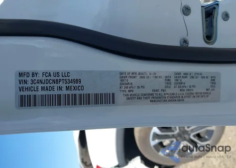 2023 Jeep Compass Limited 4X4 from USA, damaged, VIN 3C4NJDCN8PT534989